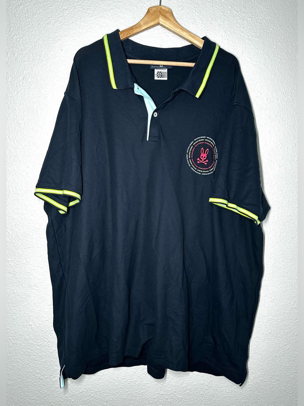Psycho Bunny Men’s Polo Navy Pima Cotton Size 4XL